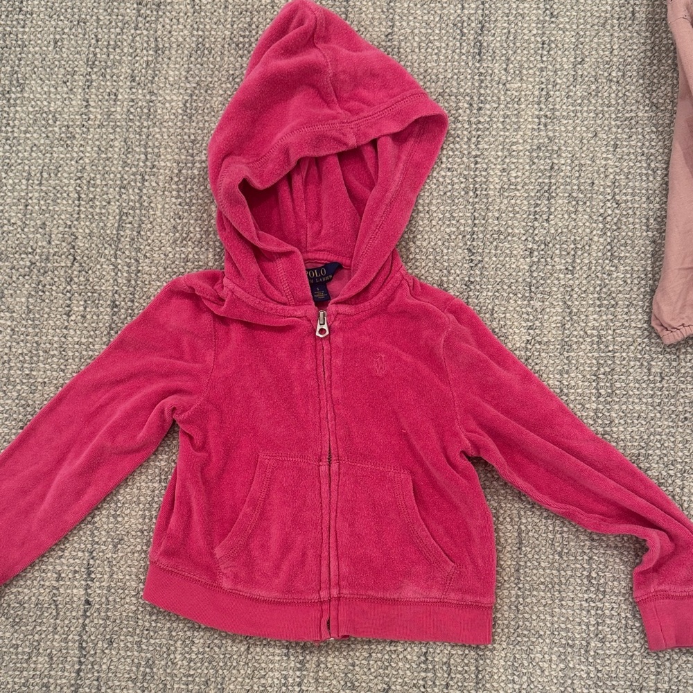 Polo by Ralph Lauren Kids Pink Terry Cloth Zip Up Hoodie